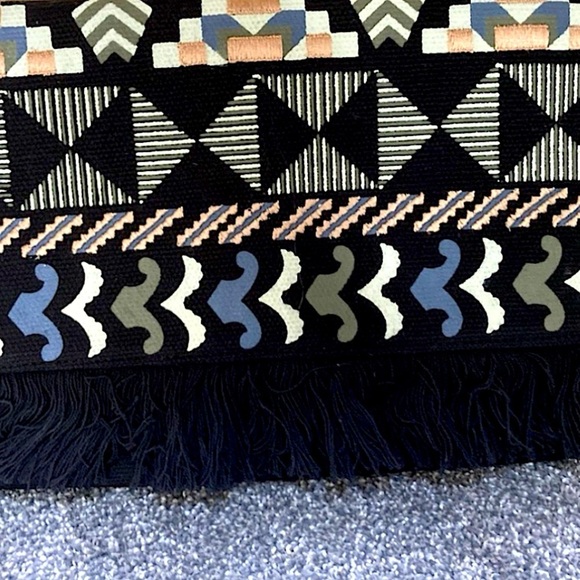 Stella & Dot Taj Multicolor Woven Tribal Fringed Geometric Envelope Clutch Bag - Picture 6 of 9